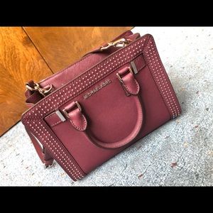 Michael Kors aubergine purple micro stud satchel